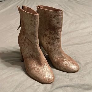 NWOT distressed gold boots